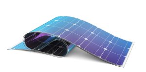 Flexible solar battery on white background. 3D illustration.